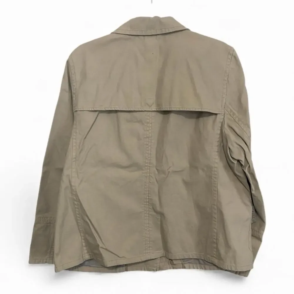 J. Crew Wallace & Barnes Utility Jacket Men's XL Khaki Tan Cotton Zip Up Snaps